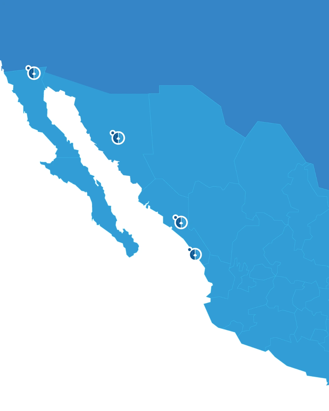 Mapa de cobertura y presencia de Celsius Aire en Línea en México
